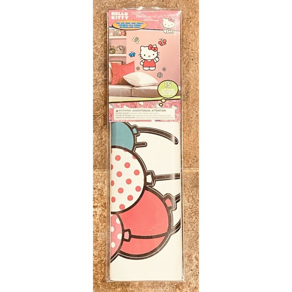 Hello Kitty  Wall Art Stripe Decor Peel & Stick  Room Craft 15 pc Set Large Size